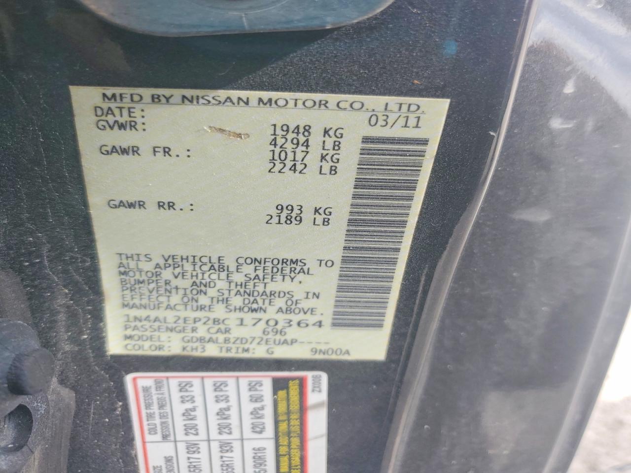 2011 NISSAN ALTIMA