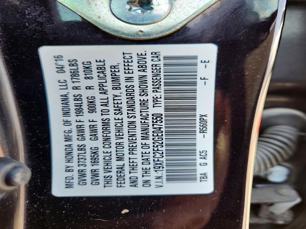 2016 HONDA CIVIC