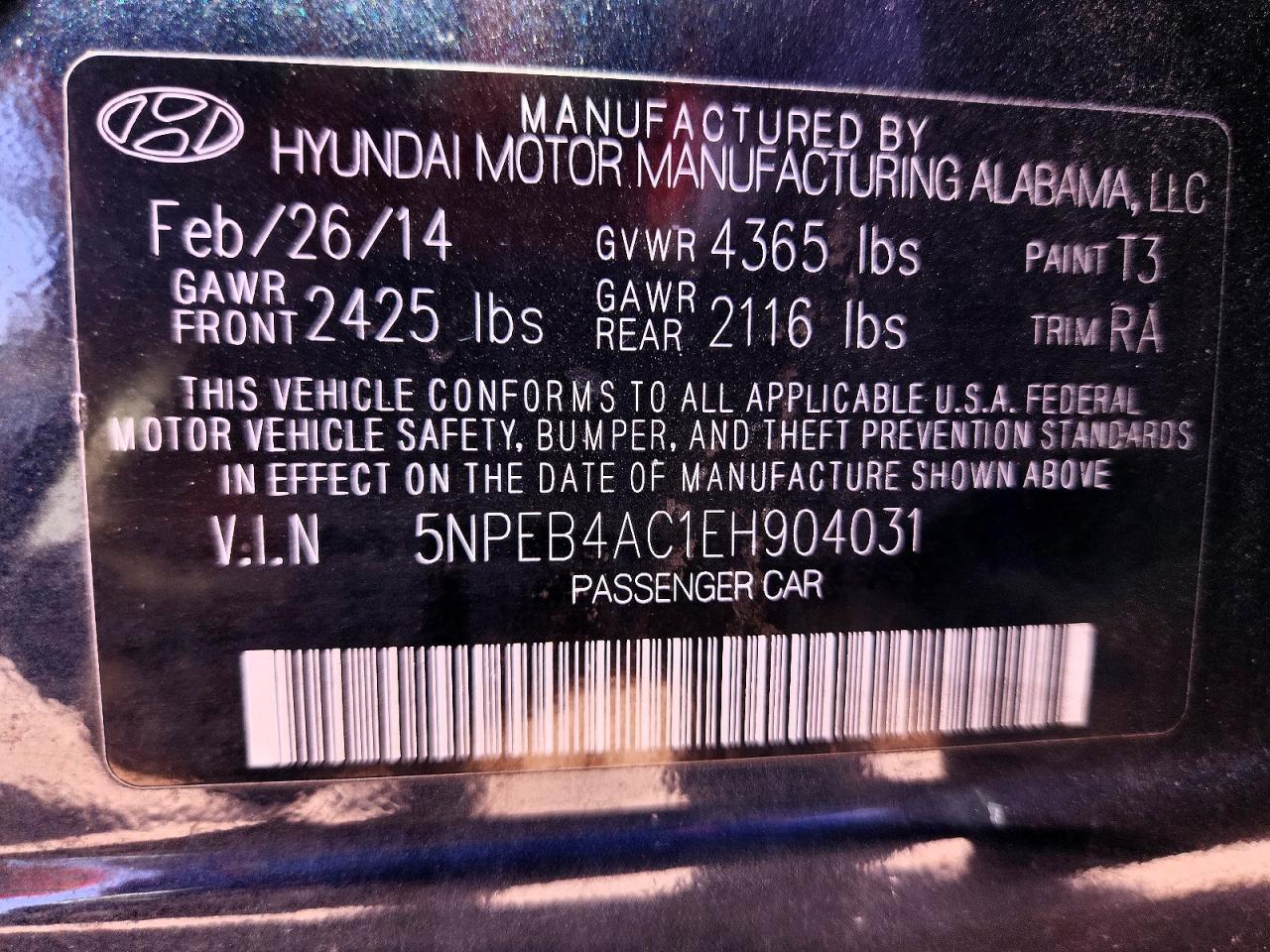 2014 HYUNDAI SONATA
