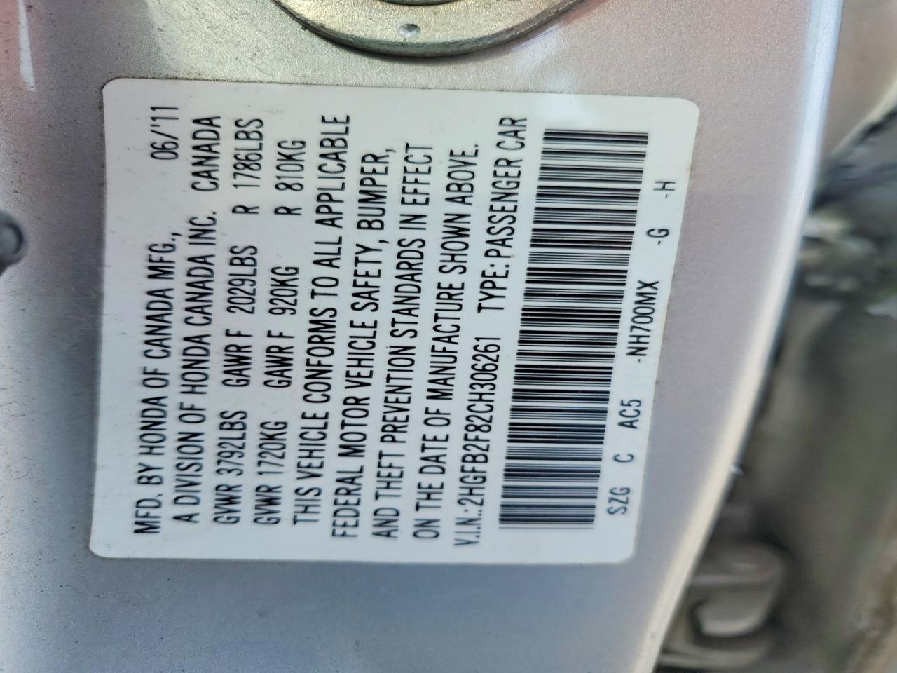 2012 HONDA CIVIC