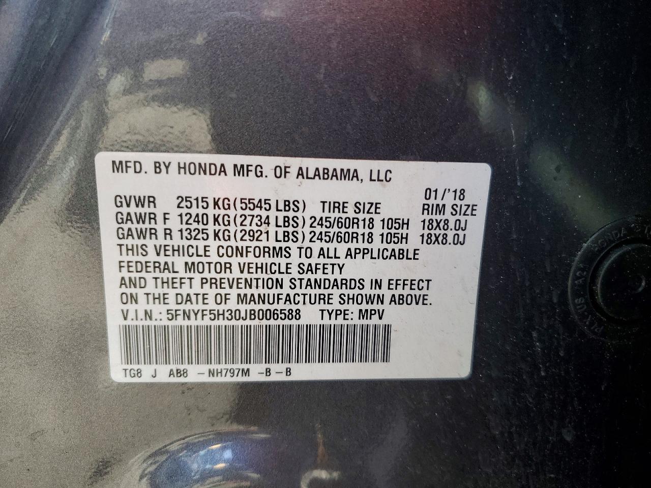 2018 HONDA PILOT