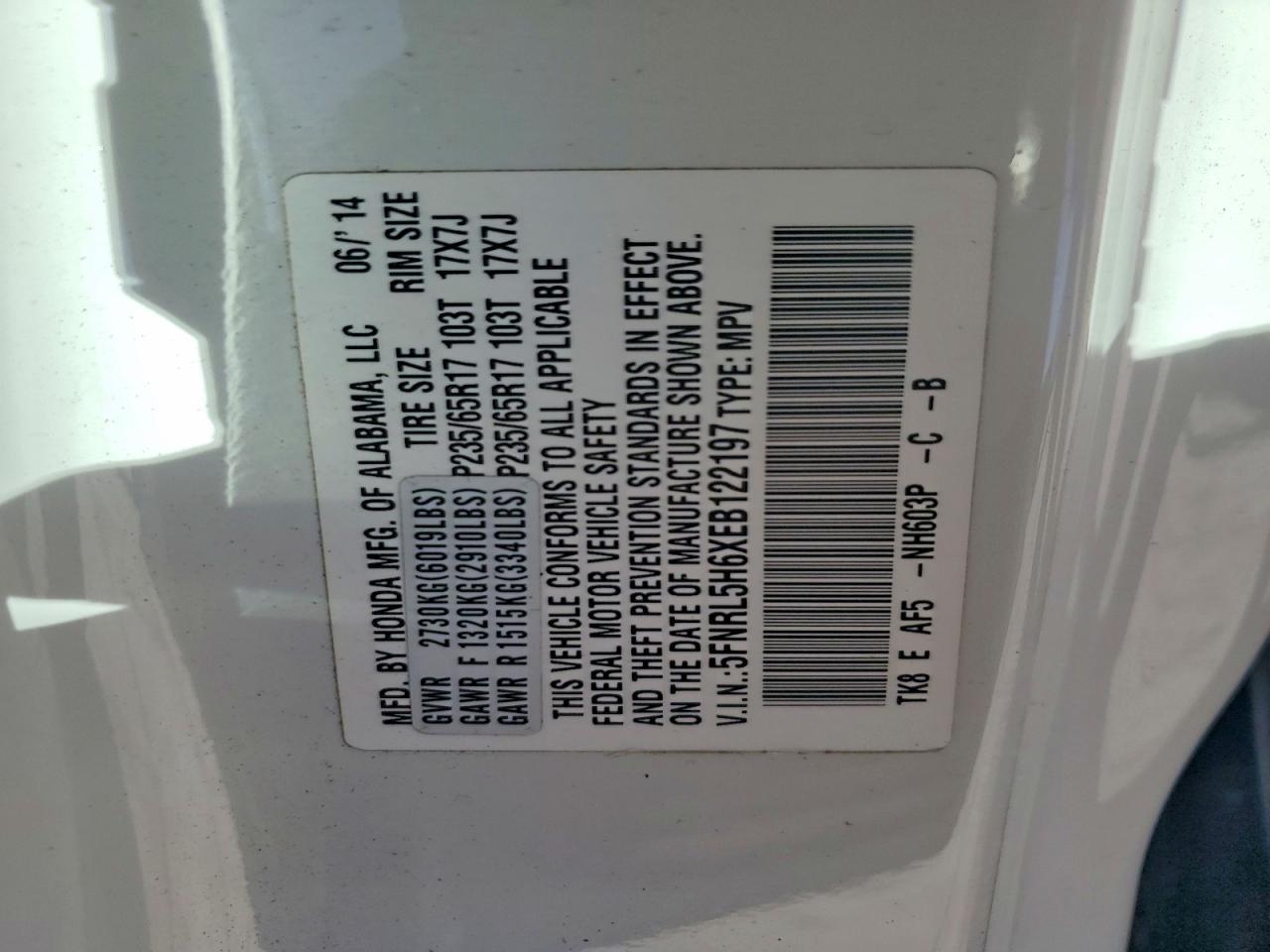 2014 HONDA ODYSSEY