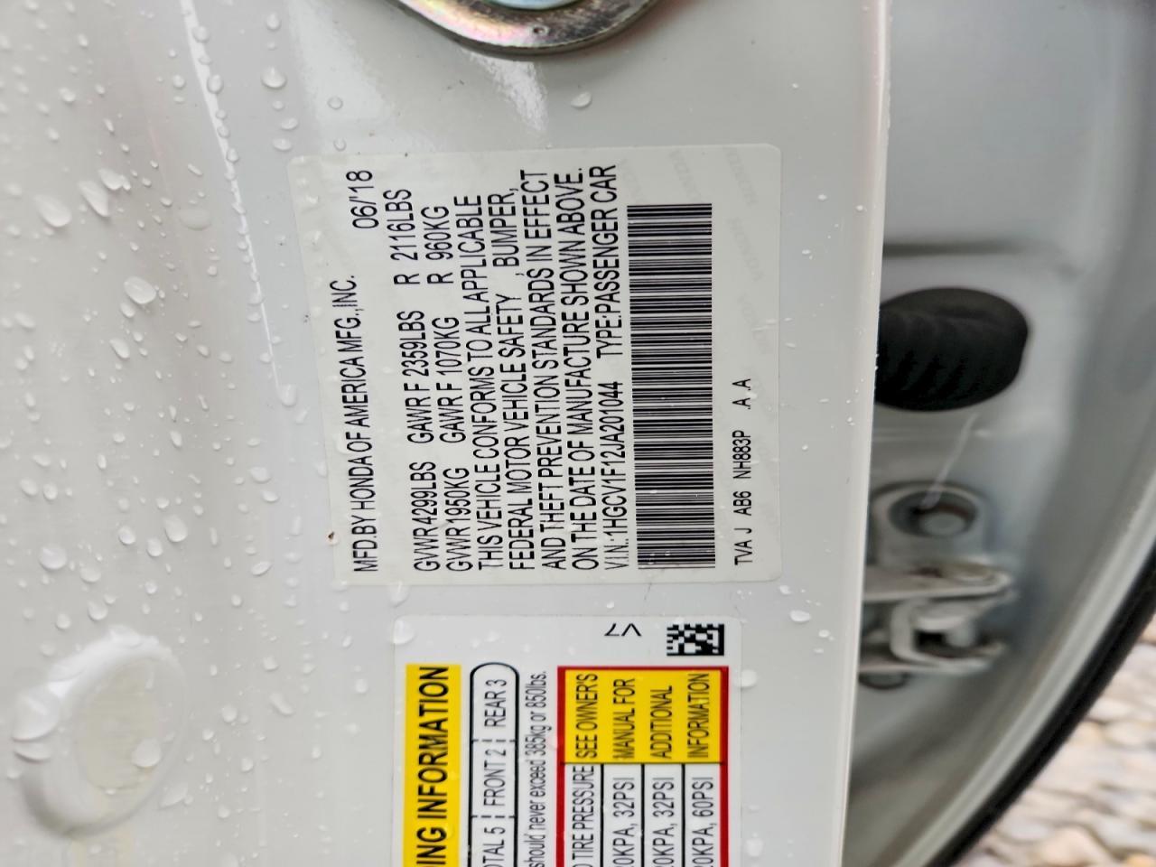 2018 HONDA ACCORD
