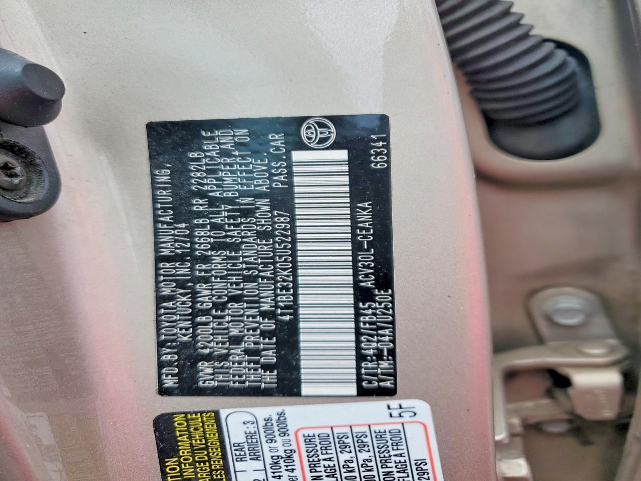 2005 TOYOTA CAMRY