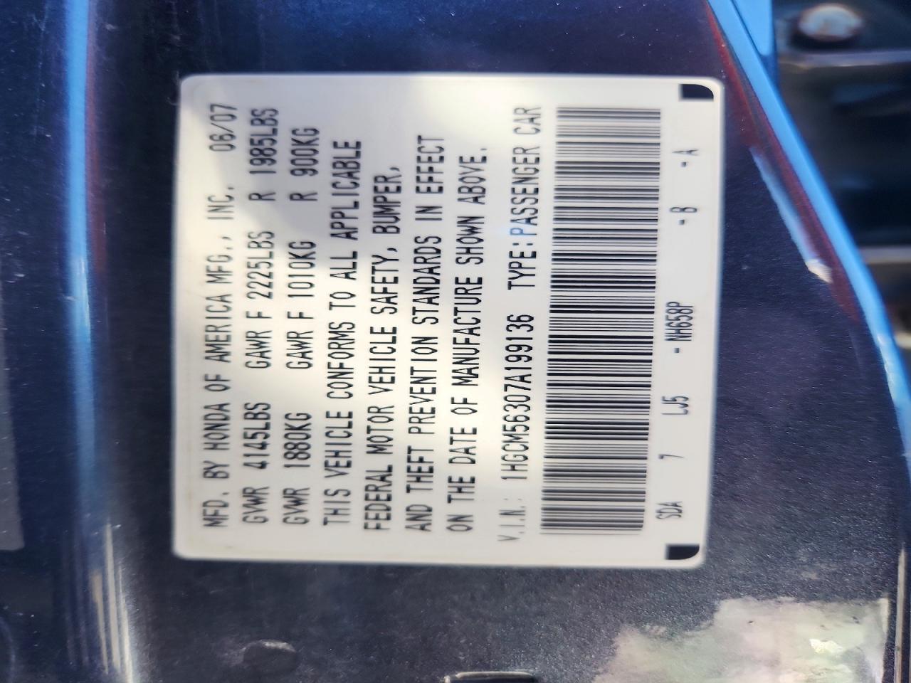 2007 HONDA ACCORD