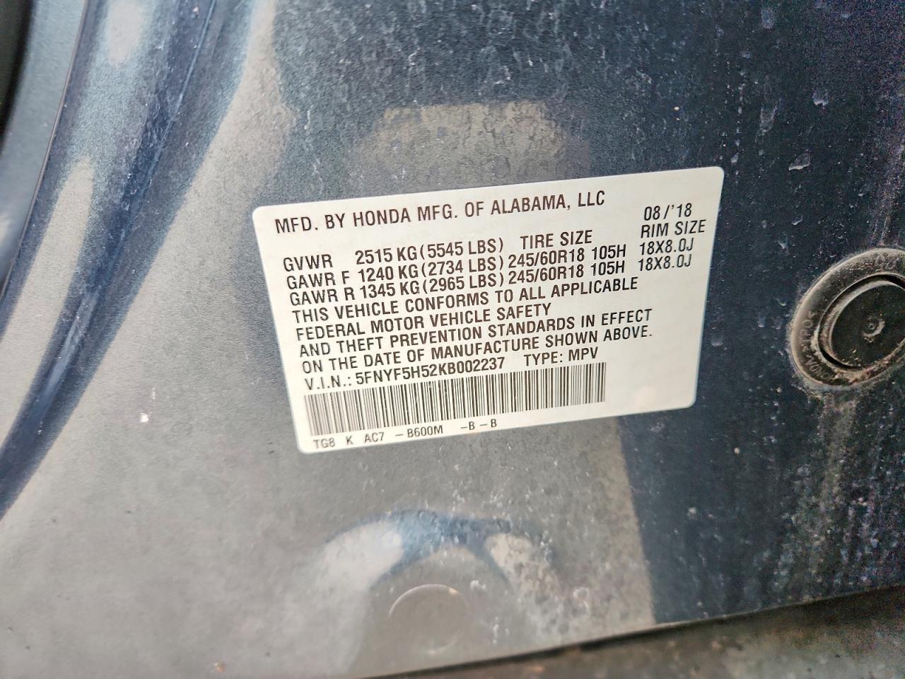 2019 HONDA PILOT