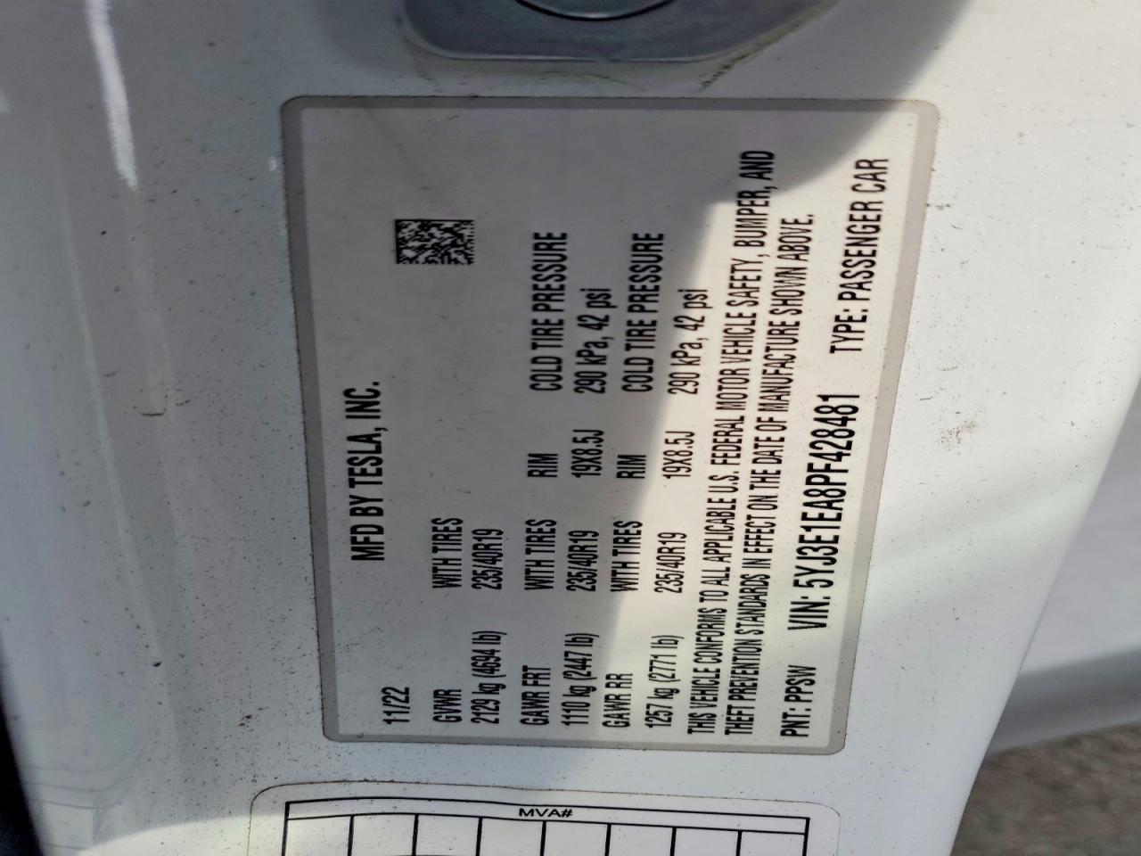 2023 TESLA MODEL 3
