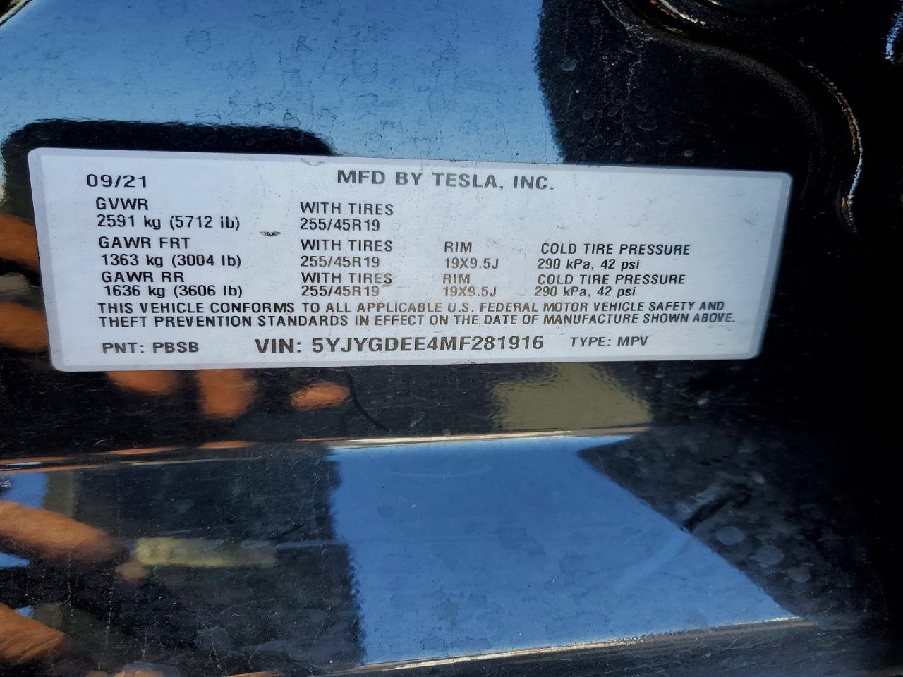 2021 TESLA MODEL Y