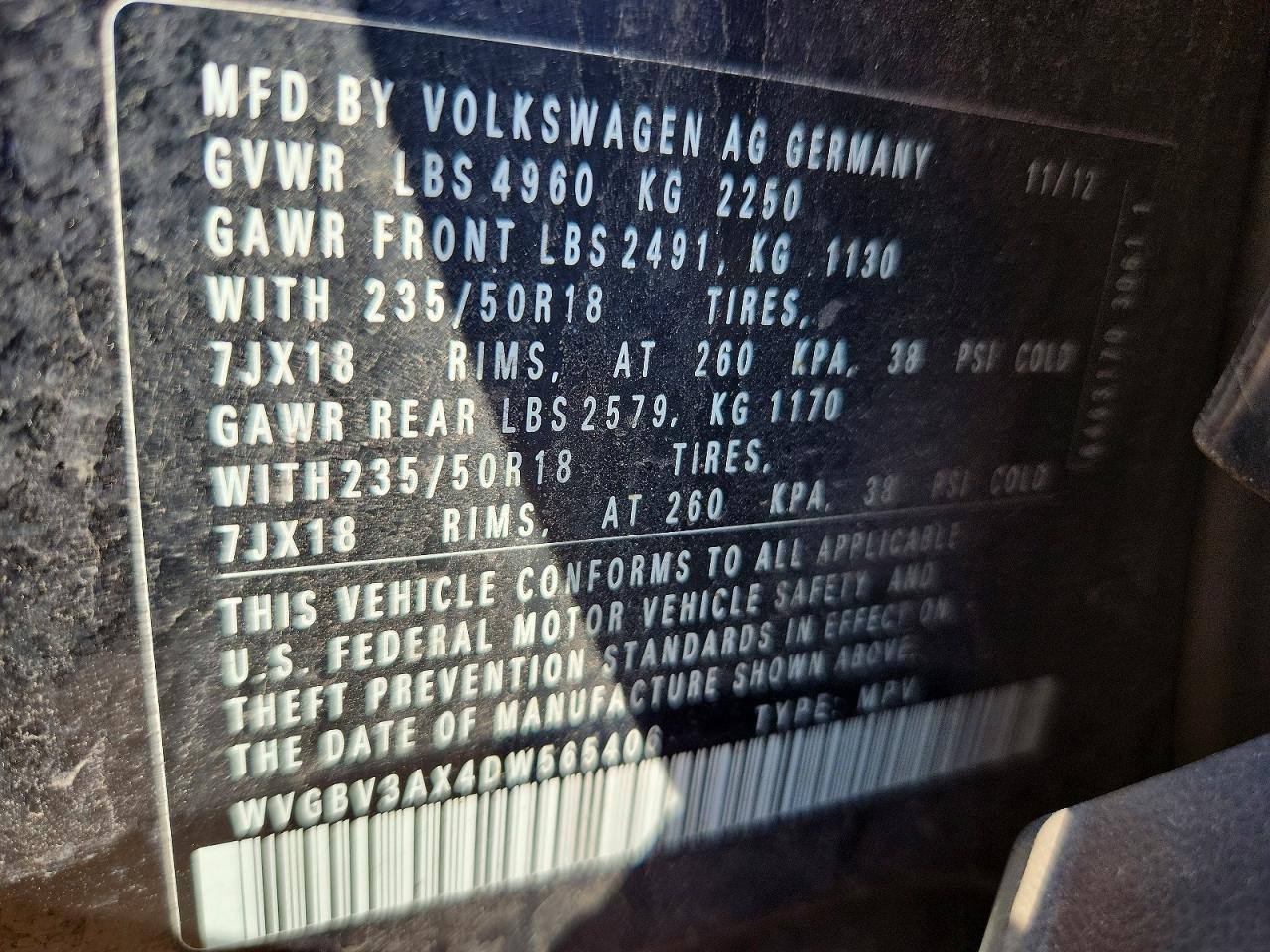 2013 VOLKSWAGEN TIGUAN