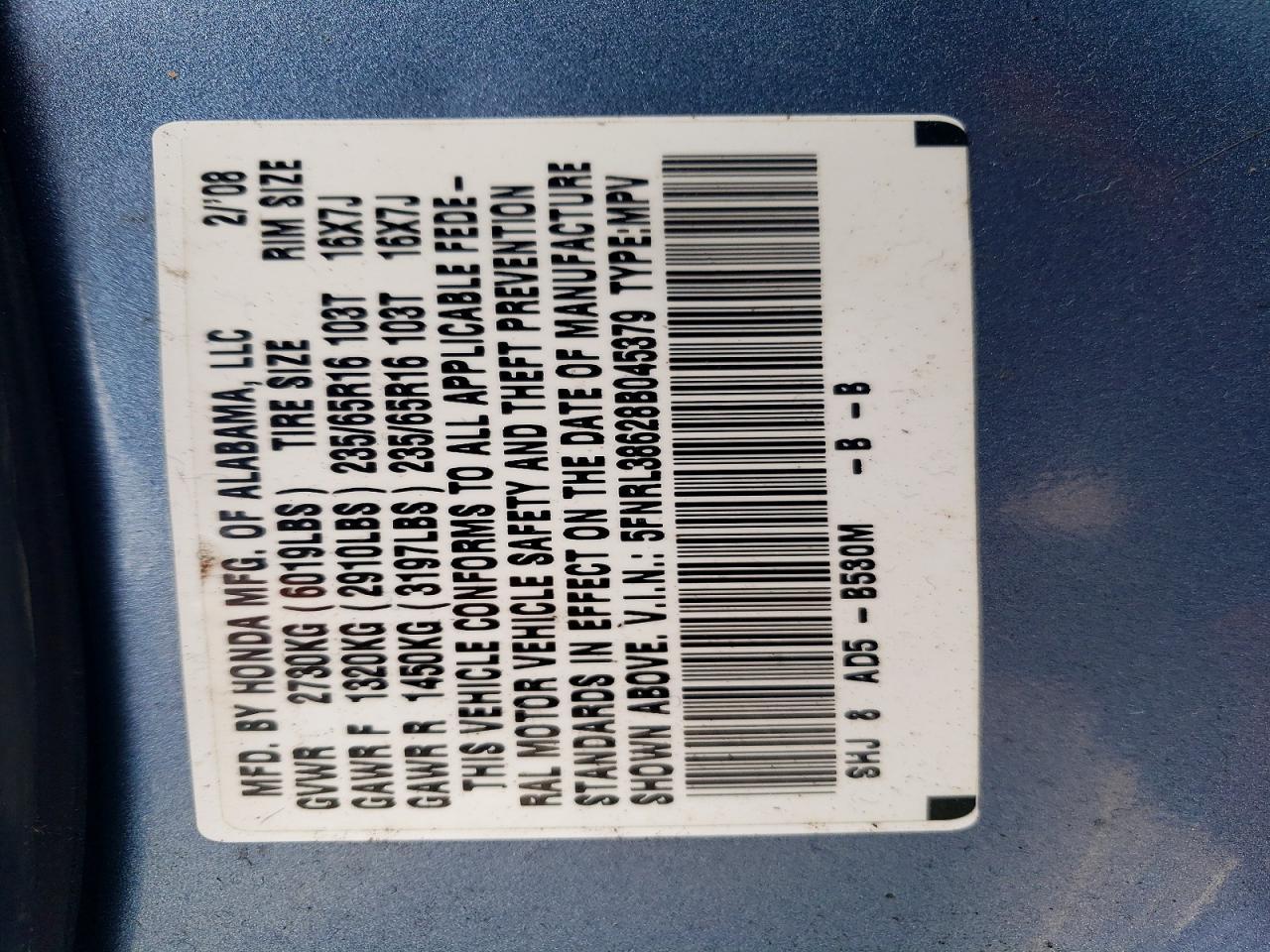 2008 HONDA ODYSSEY