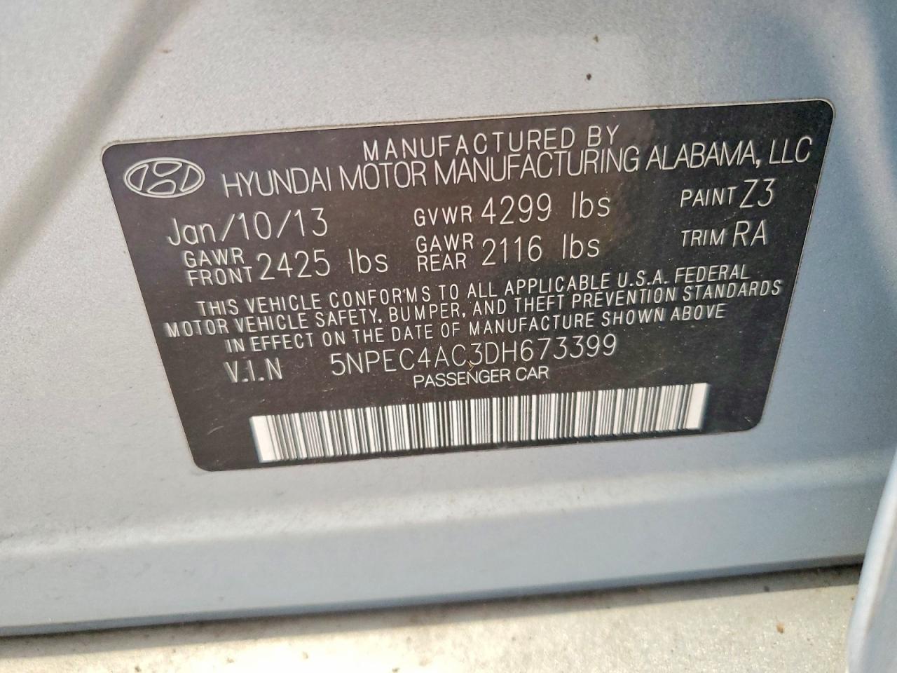 2013 HYUNDAI SONATA