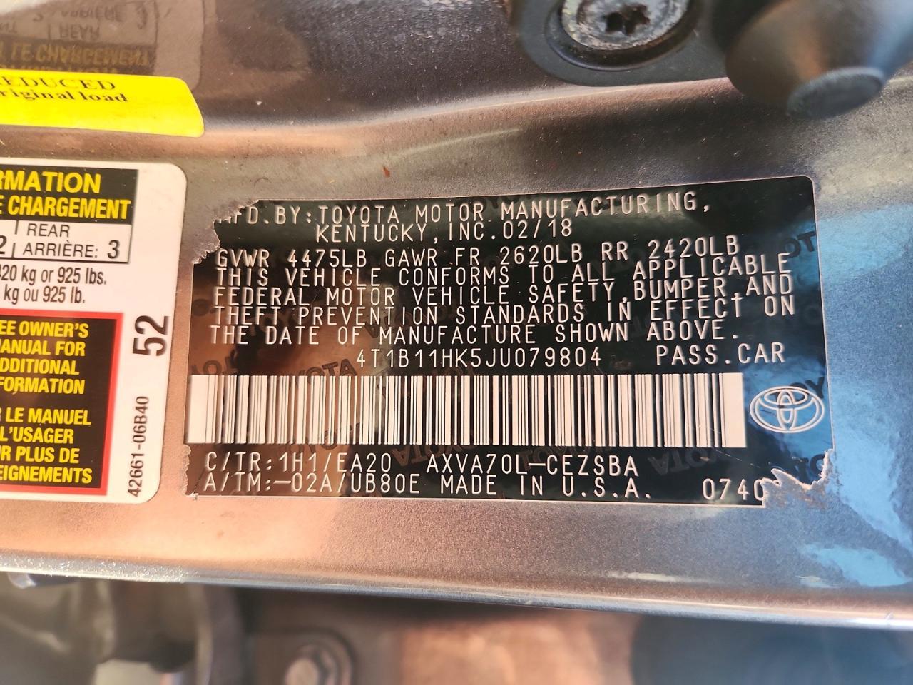 2018 TOYOTA CAMRY