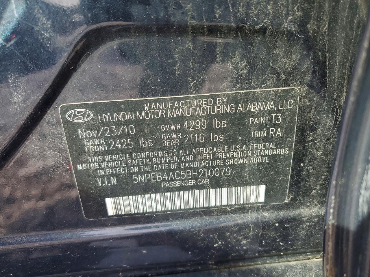 2011 HYUNDAI SONATA