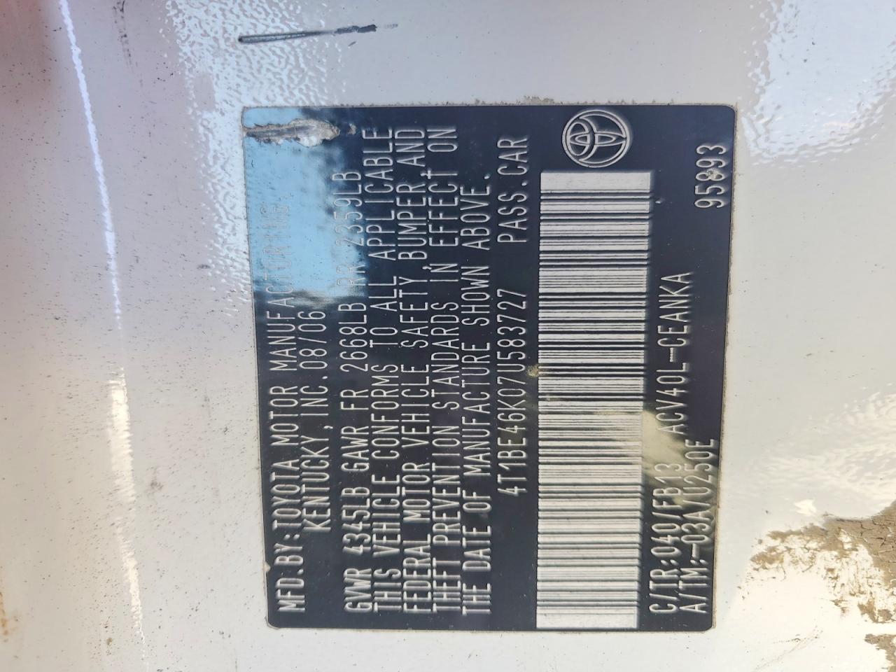 2007 TOYOTA CAMRY