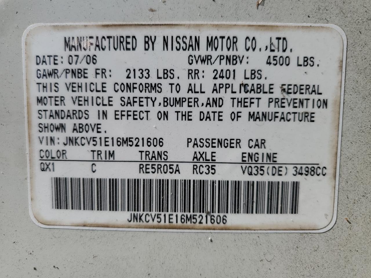2006 INFINITI G35