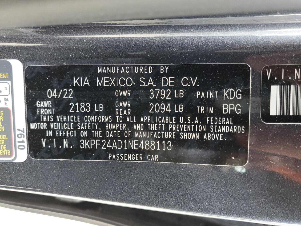 2022 KIA FORTE