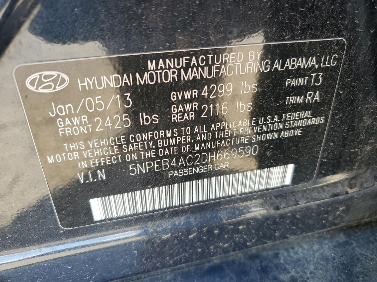 2013 HYUNDAI SONATA