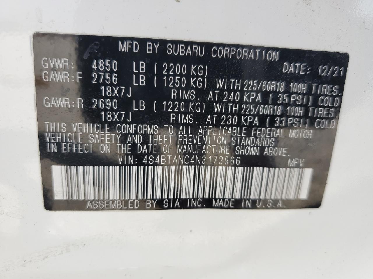 2022 SUBARU Outback