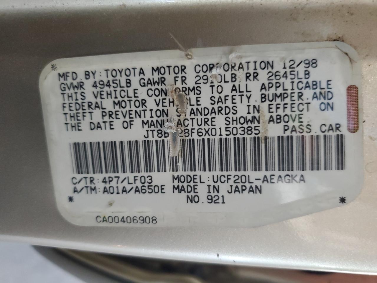 1999 LEXUS Ls 400