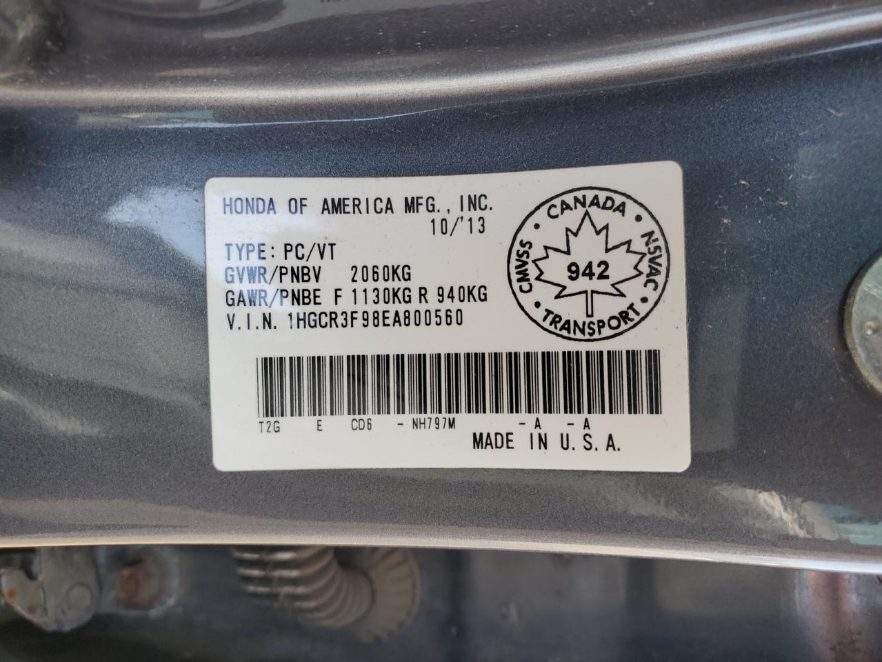 2014 HONDA ACCORD