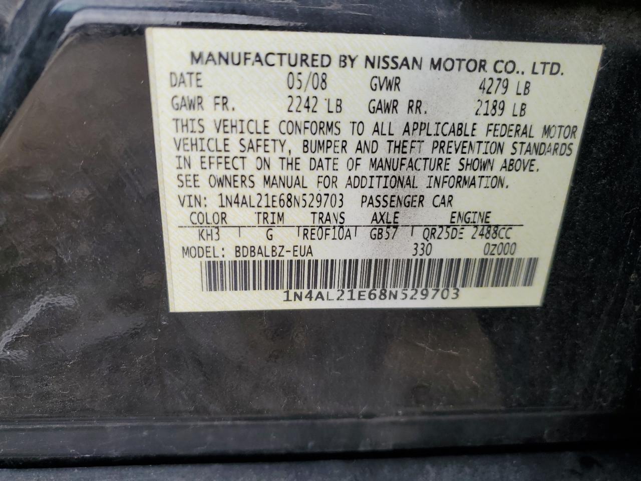 2008 NISSAN ALTIMA
