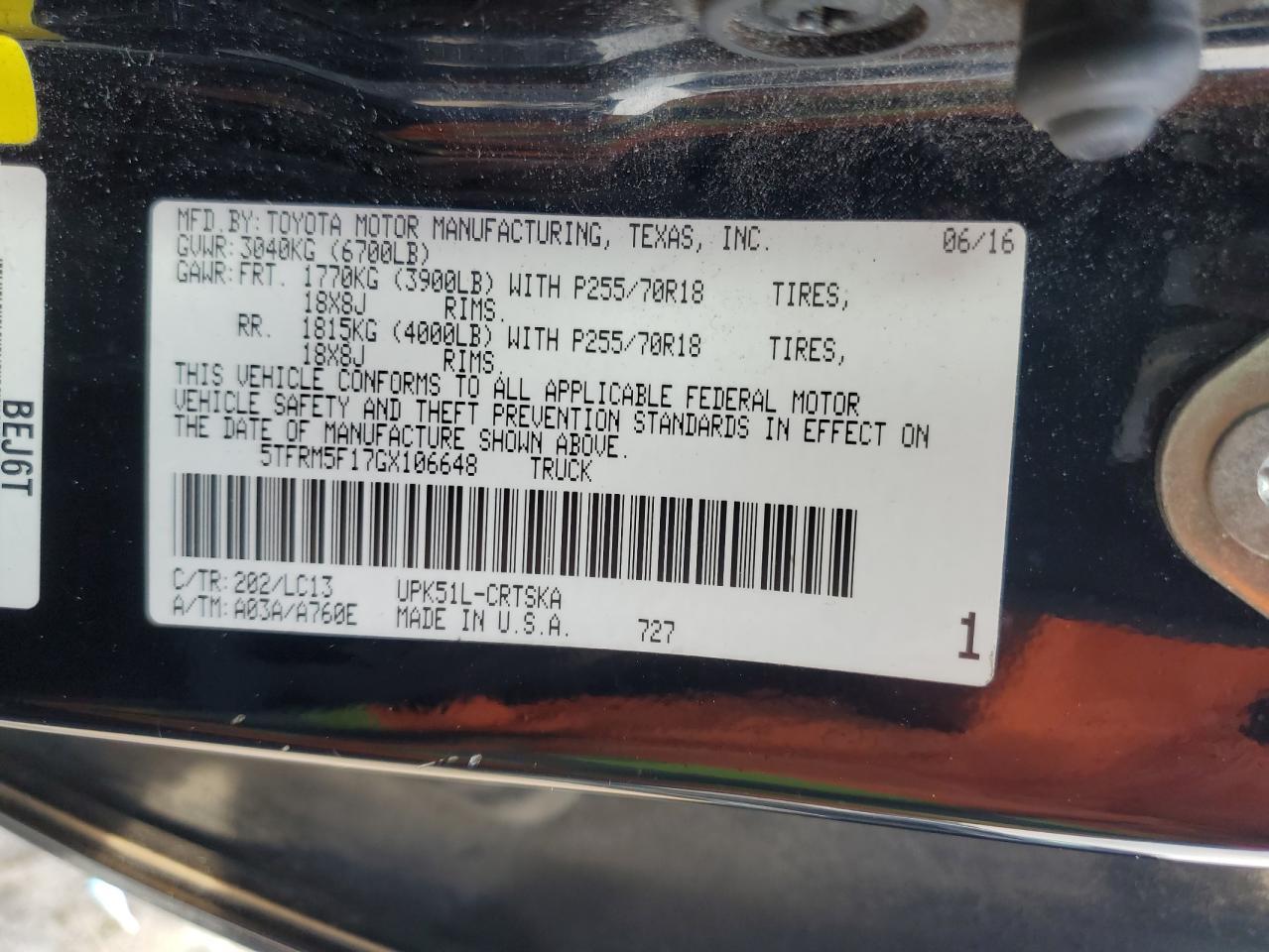 2016 TOYOTA TUNDRA