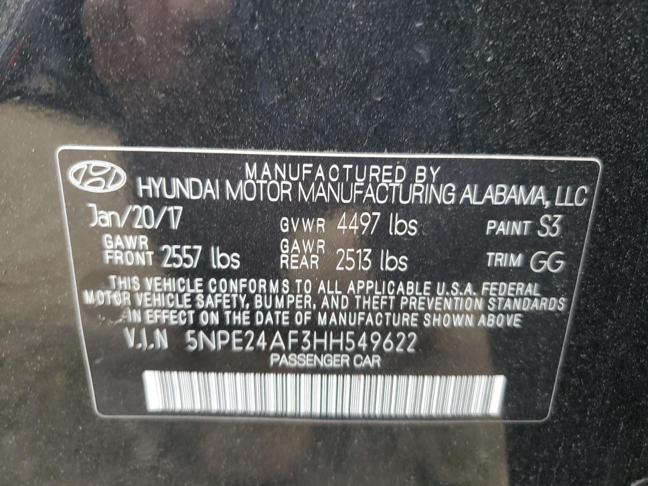 2017 HYUNDAI SONATA