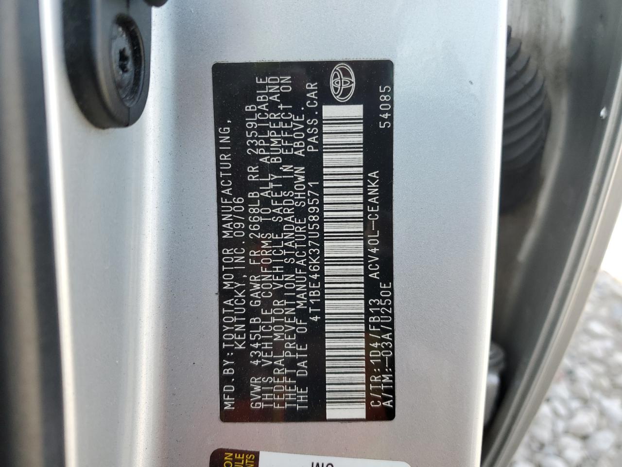 2007 TOYOTA CAMRY