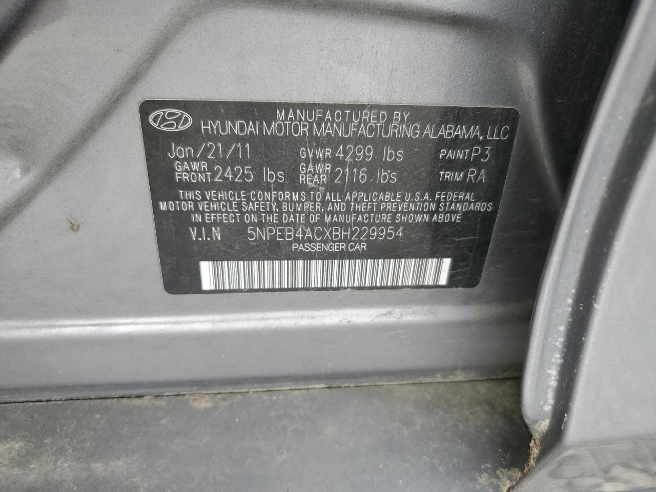 2011 HYUNDAI SONATA
