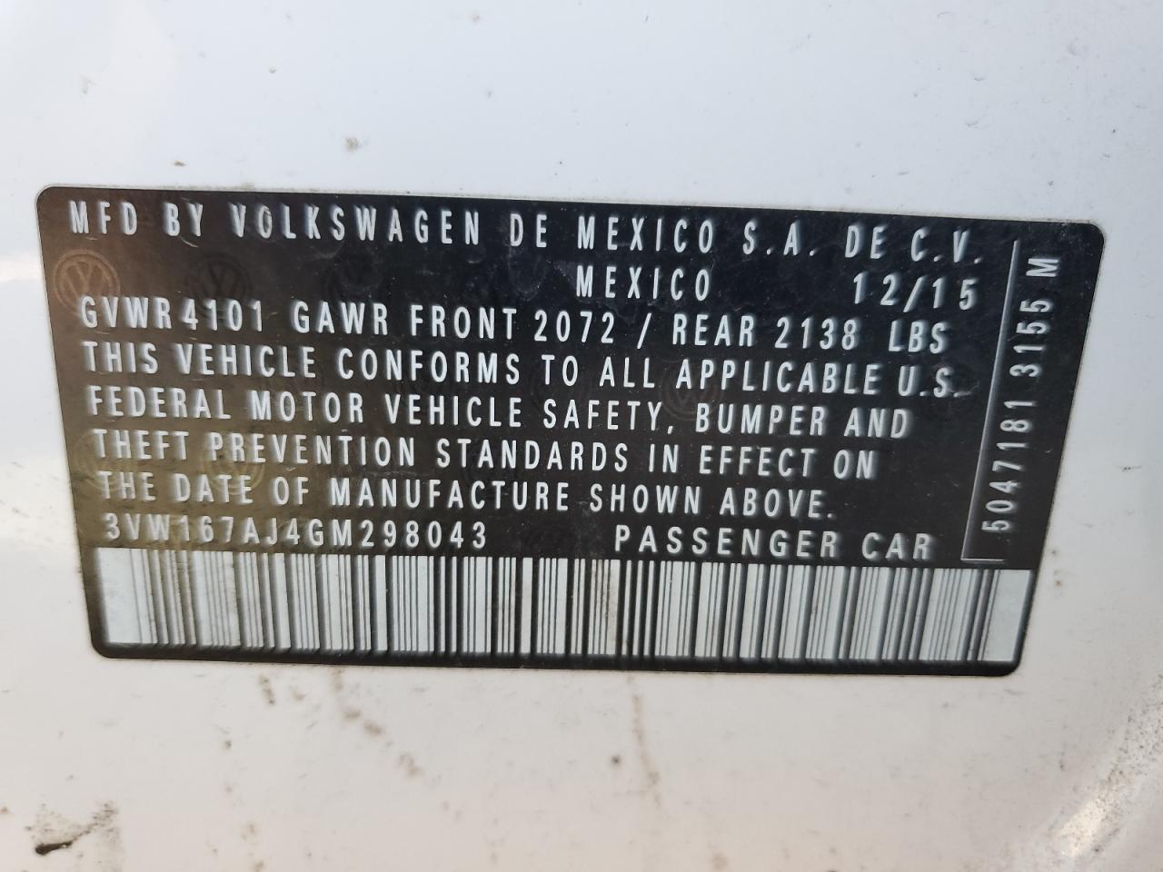 2016 VOLKSWAGEN JETTA