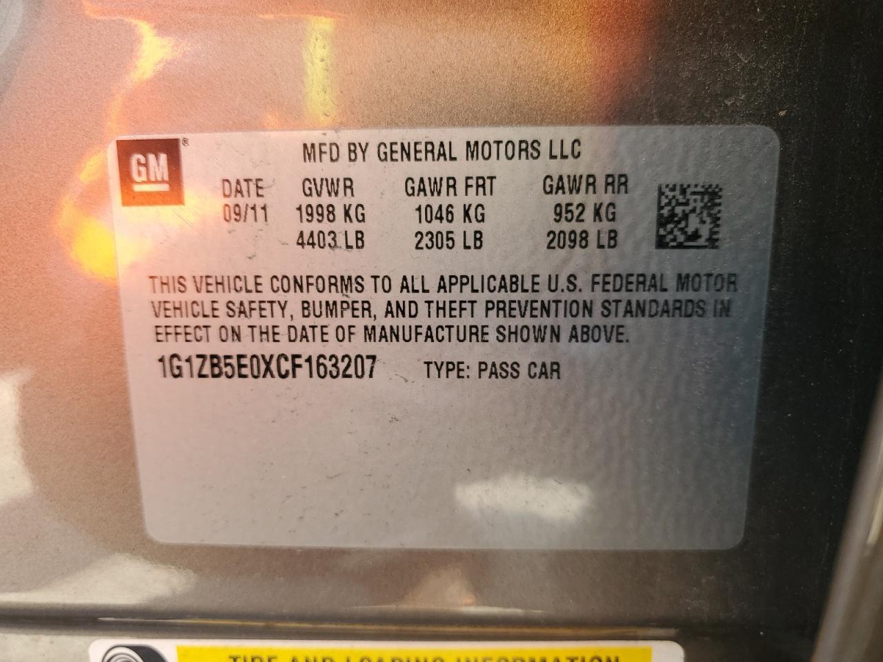 2012 CHEVROLET MALIBU