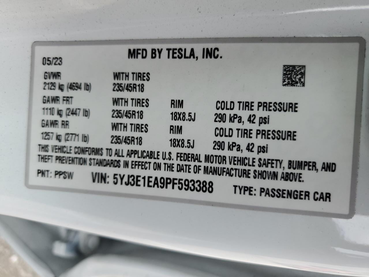 2023 TESLA MODEL 3
