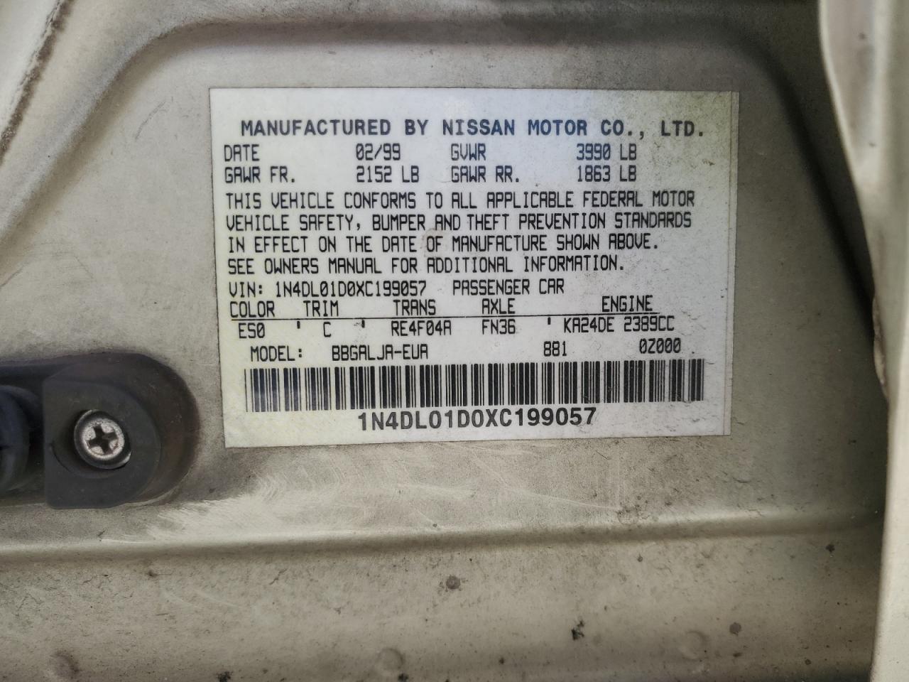 1999 NISSAN ALTIMA