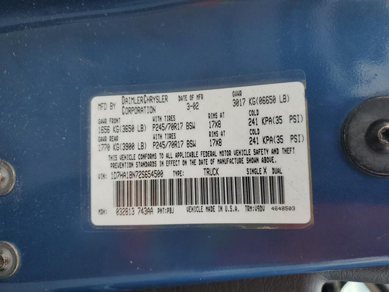 2002 DODGE RAM 1500