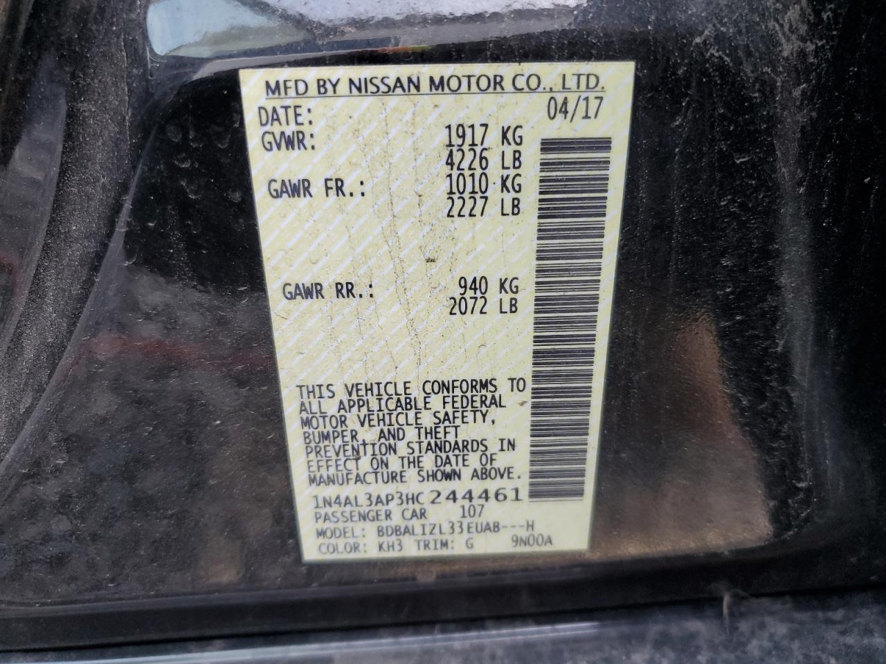 2017 NISSAN ALTIMA