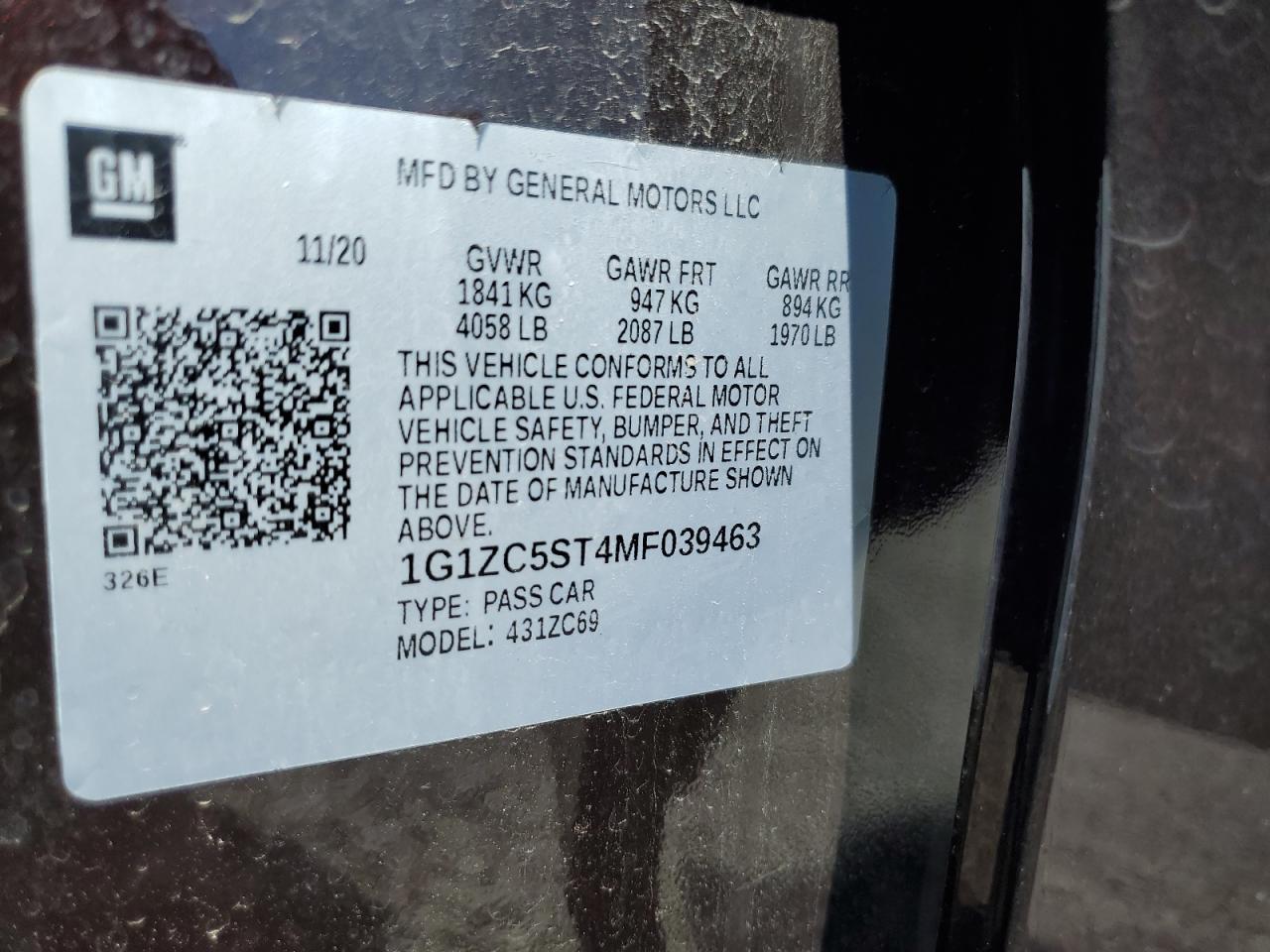 2021 CHEVROLET MALIBU