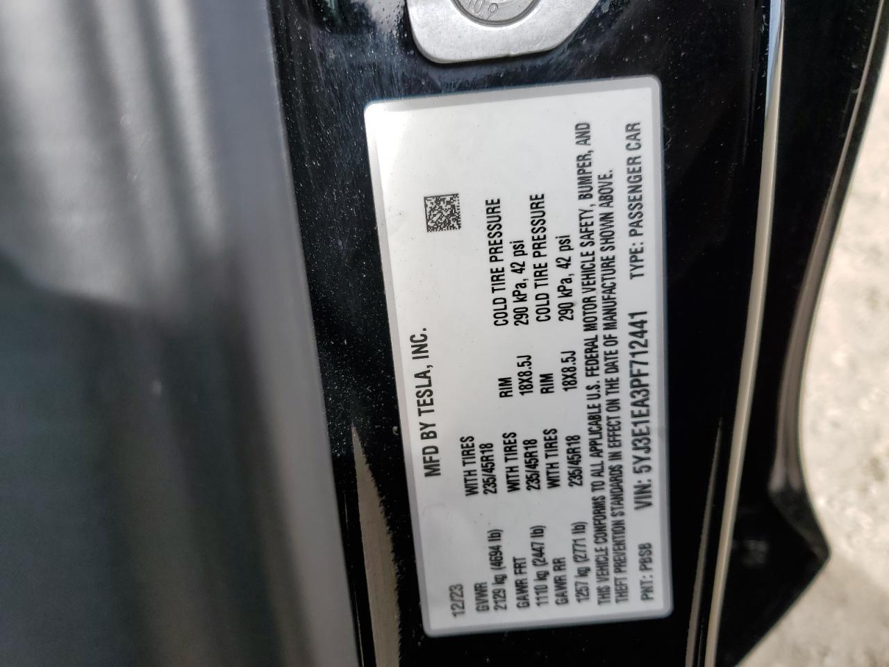 2023 TESLA MODEL 3