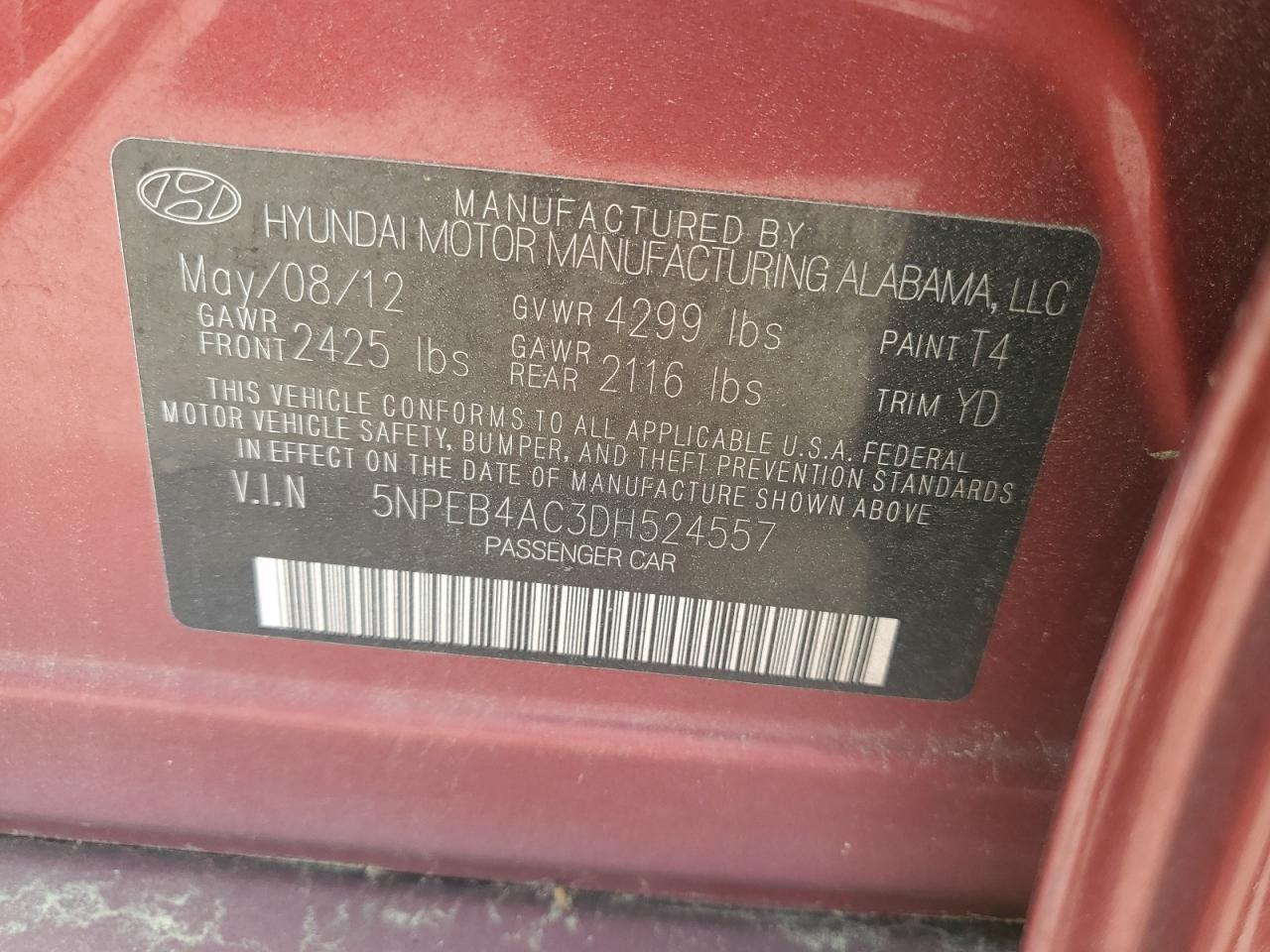 2013 HYUNDAI SONATA