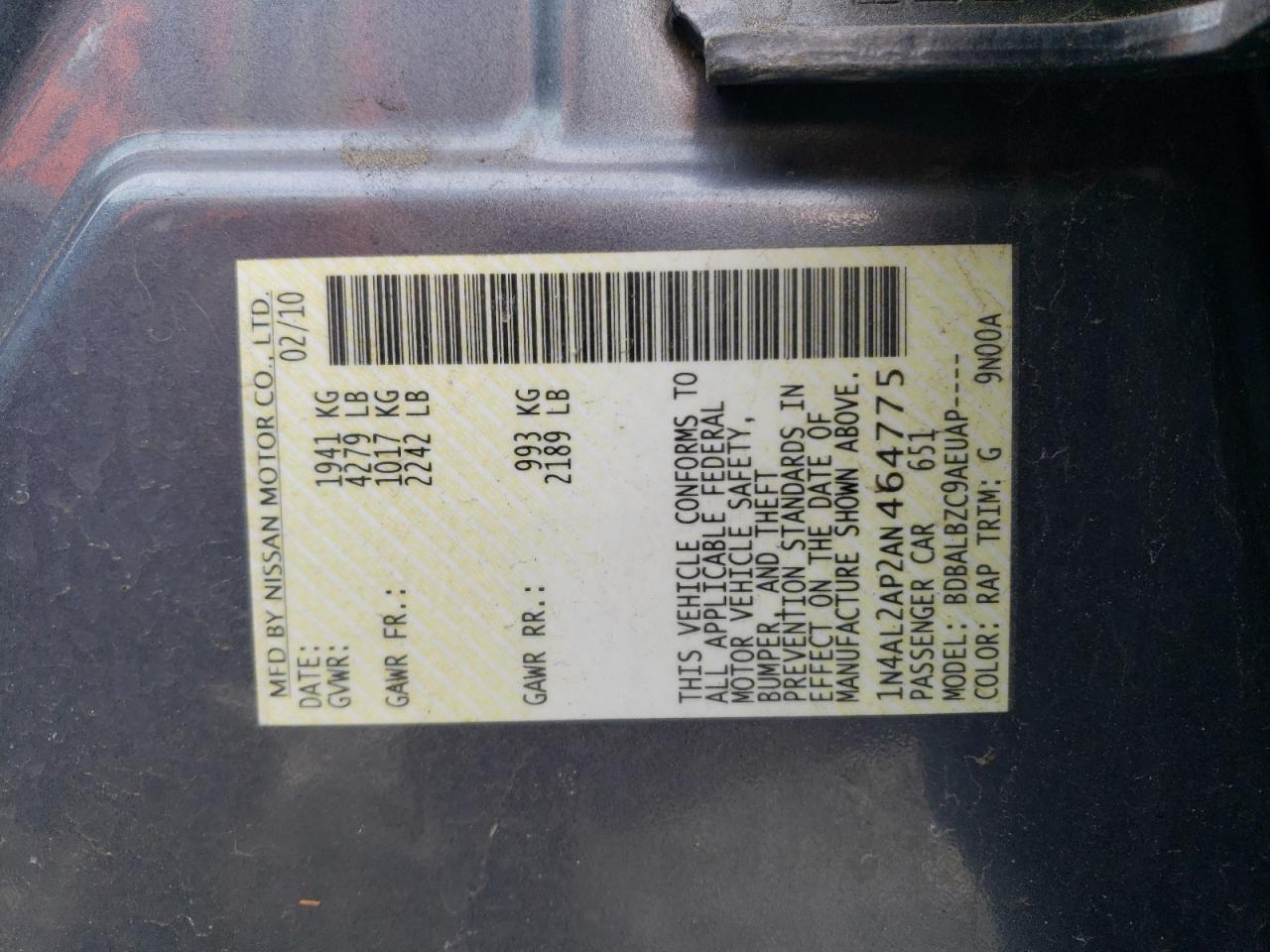 2010 NISSAN ALTIMA