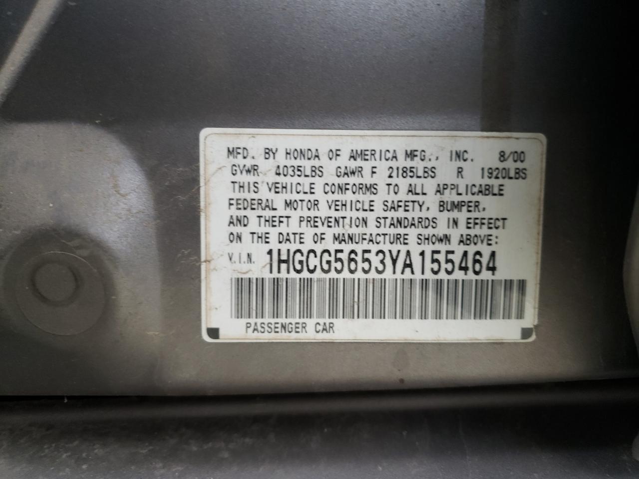 2000 HONDA ACCORD