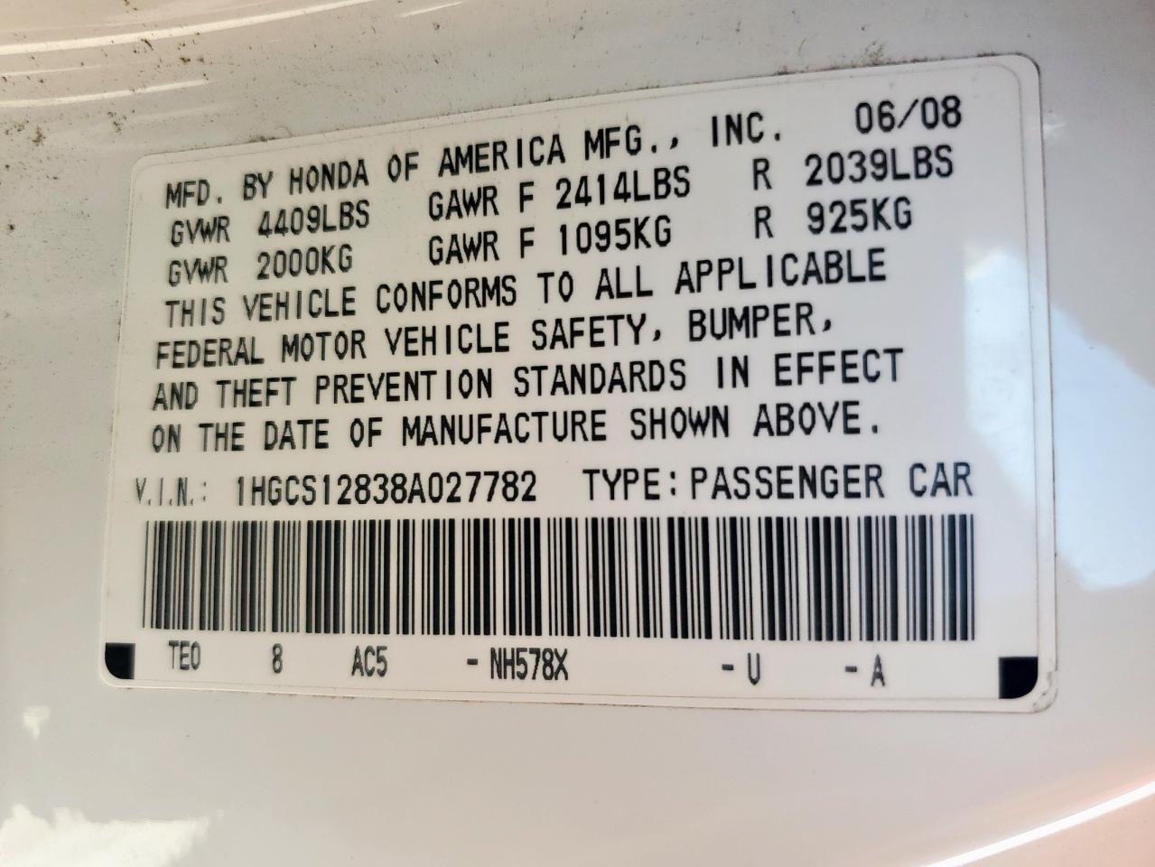 2008 HONDA ACCORD