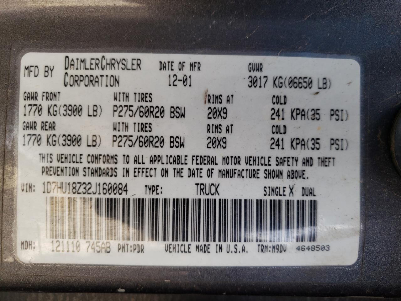 2002 DODGE RAM 1500