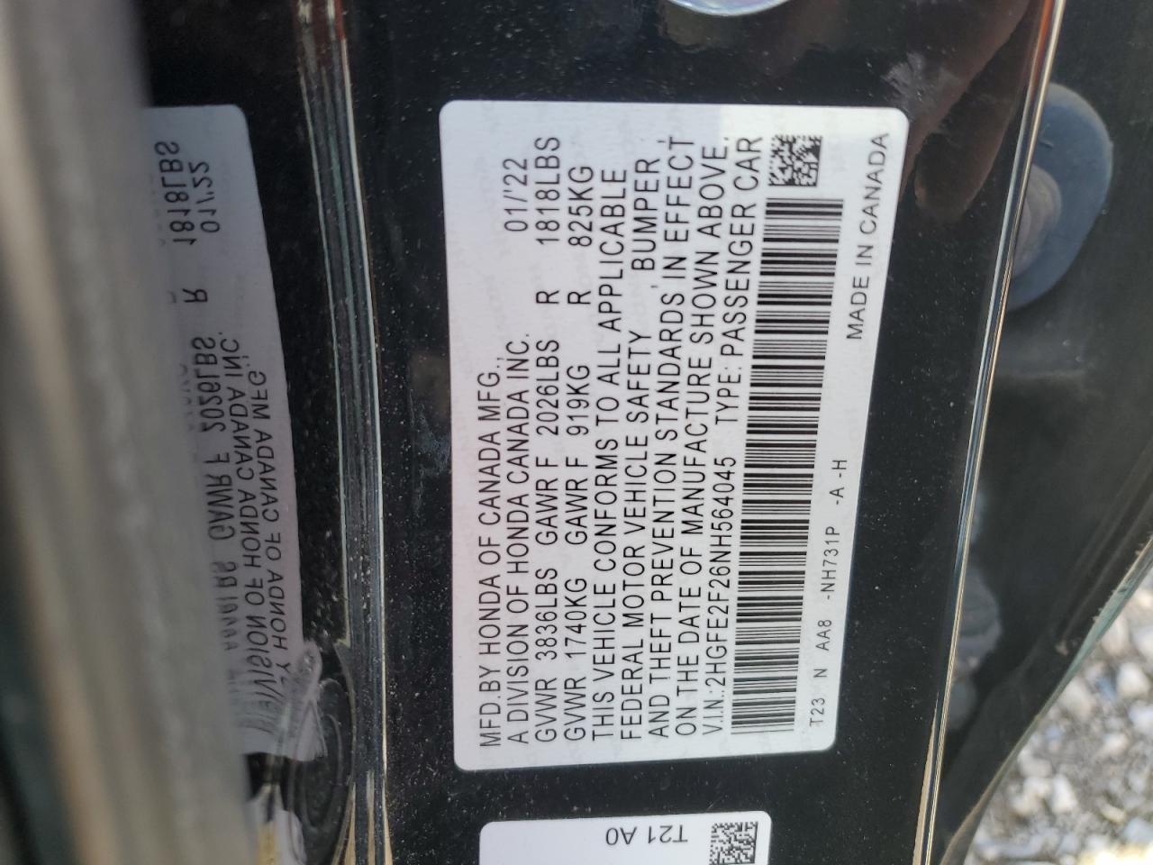 2022 HONDA CIVIC