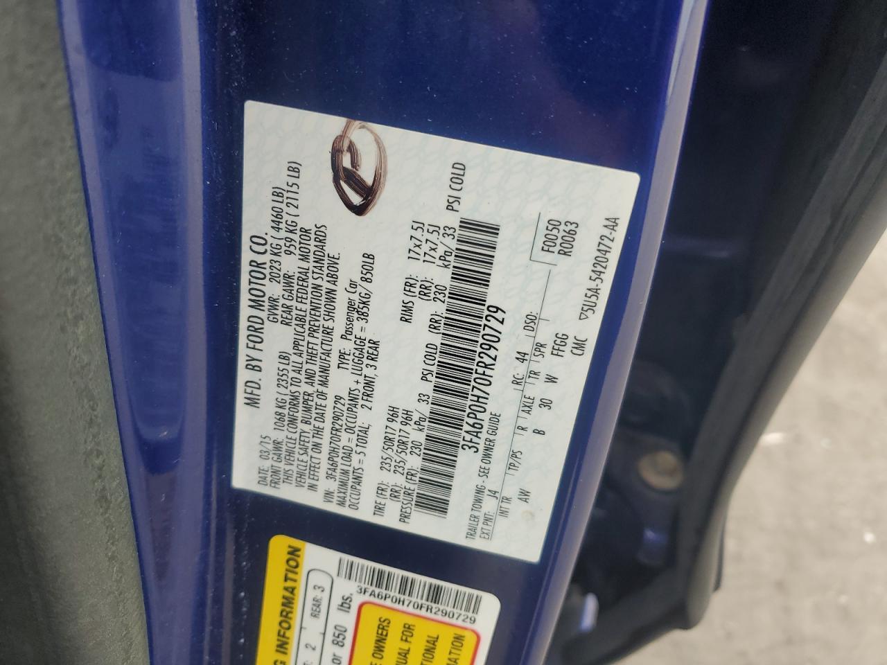 2015 FORD FUSION