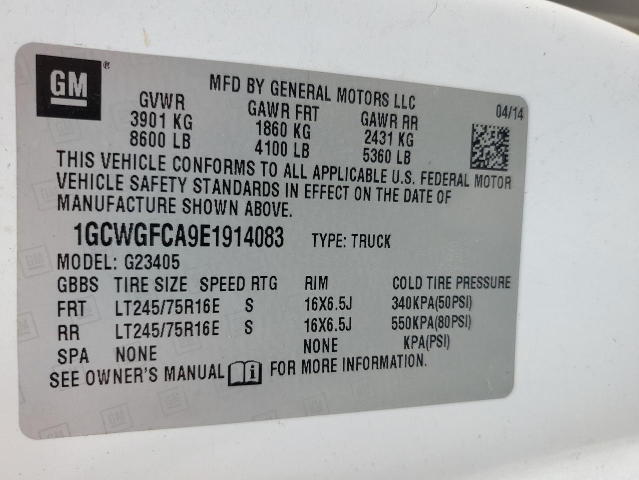 2014 CHEVROLET EXPRESS 2500