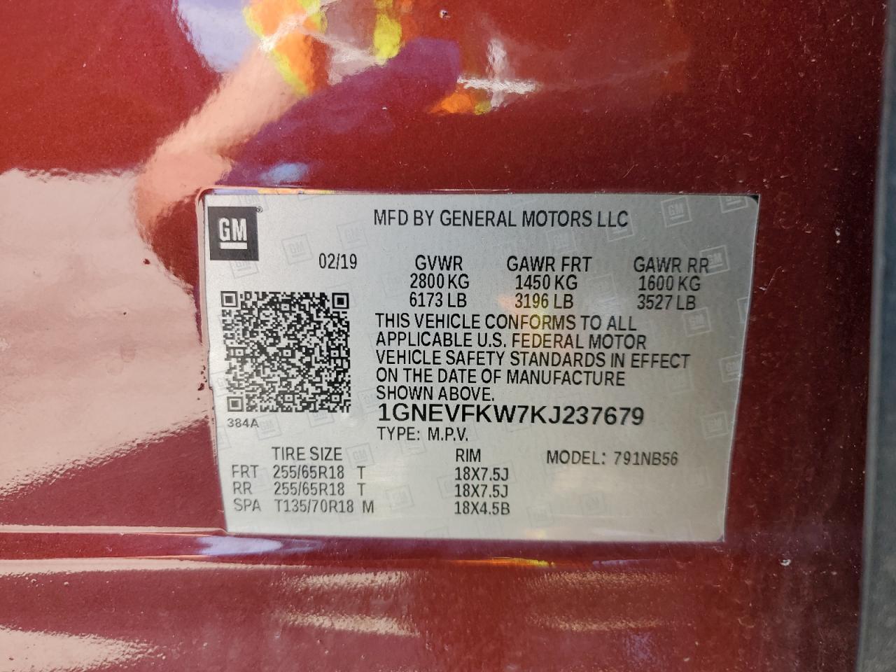 2019 CHEVROLET TRAVERSE