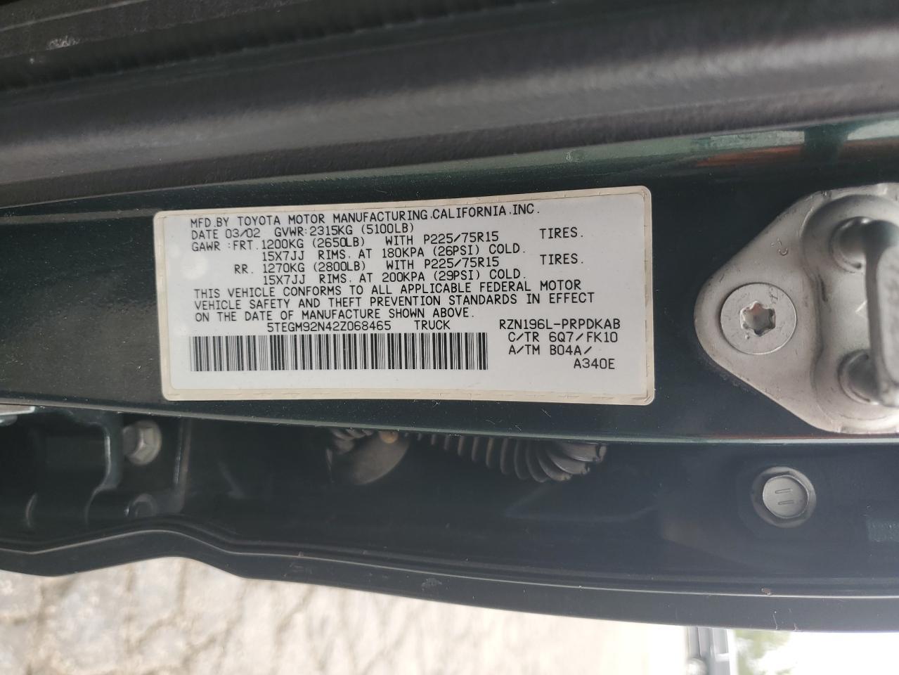 2002 TOYOTA TACOMA