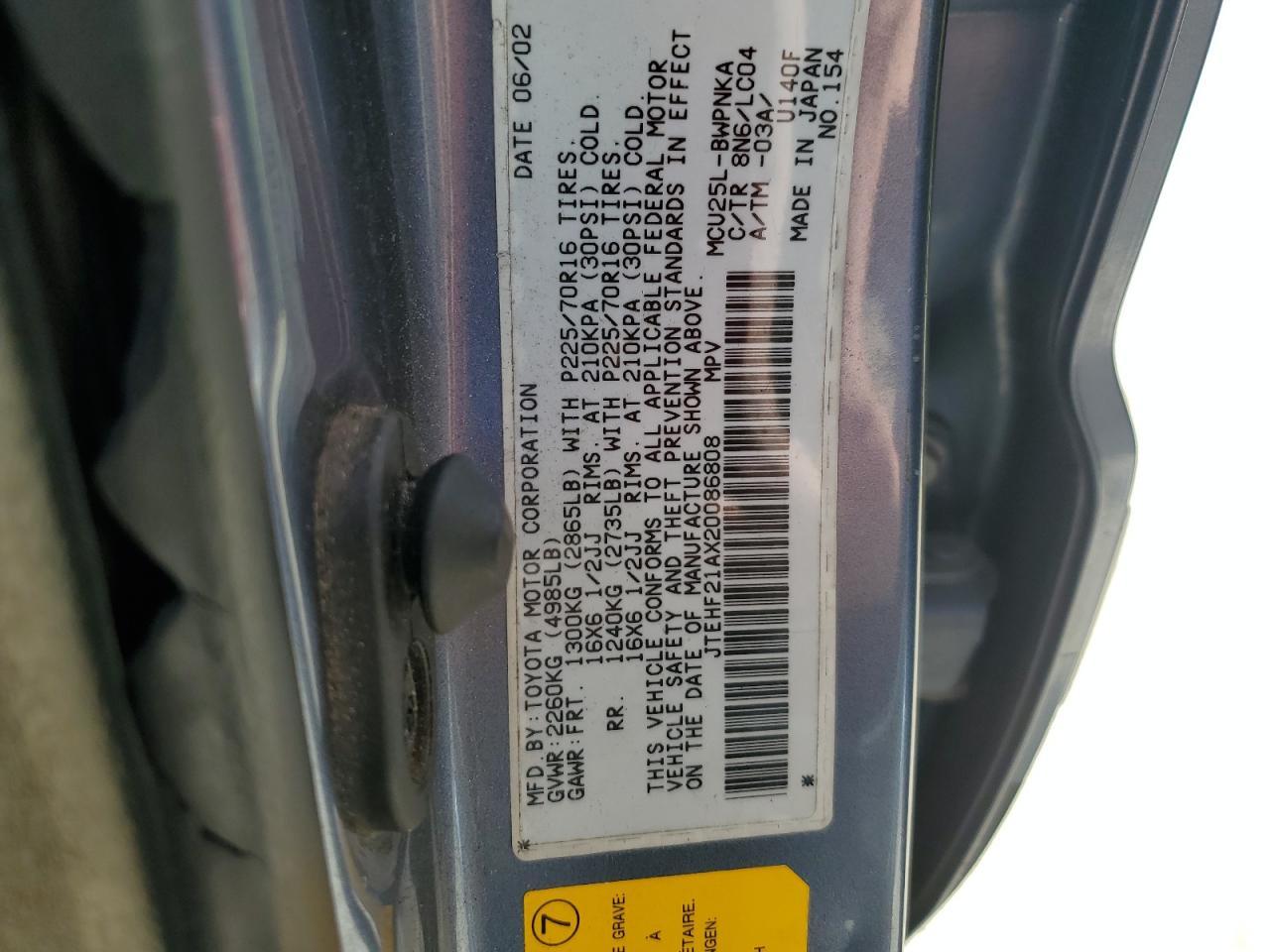 2002 TOYOTA HIGHLANDER