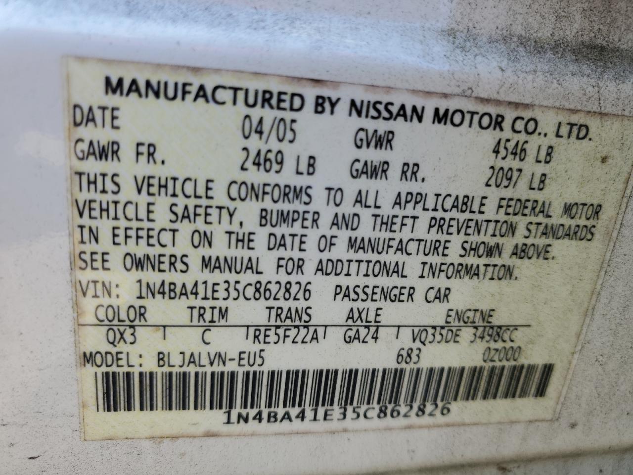 2005 NISSAN Maxima