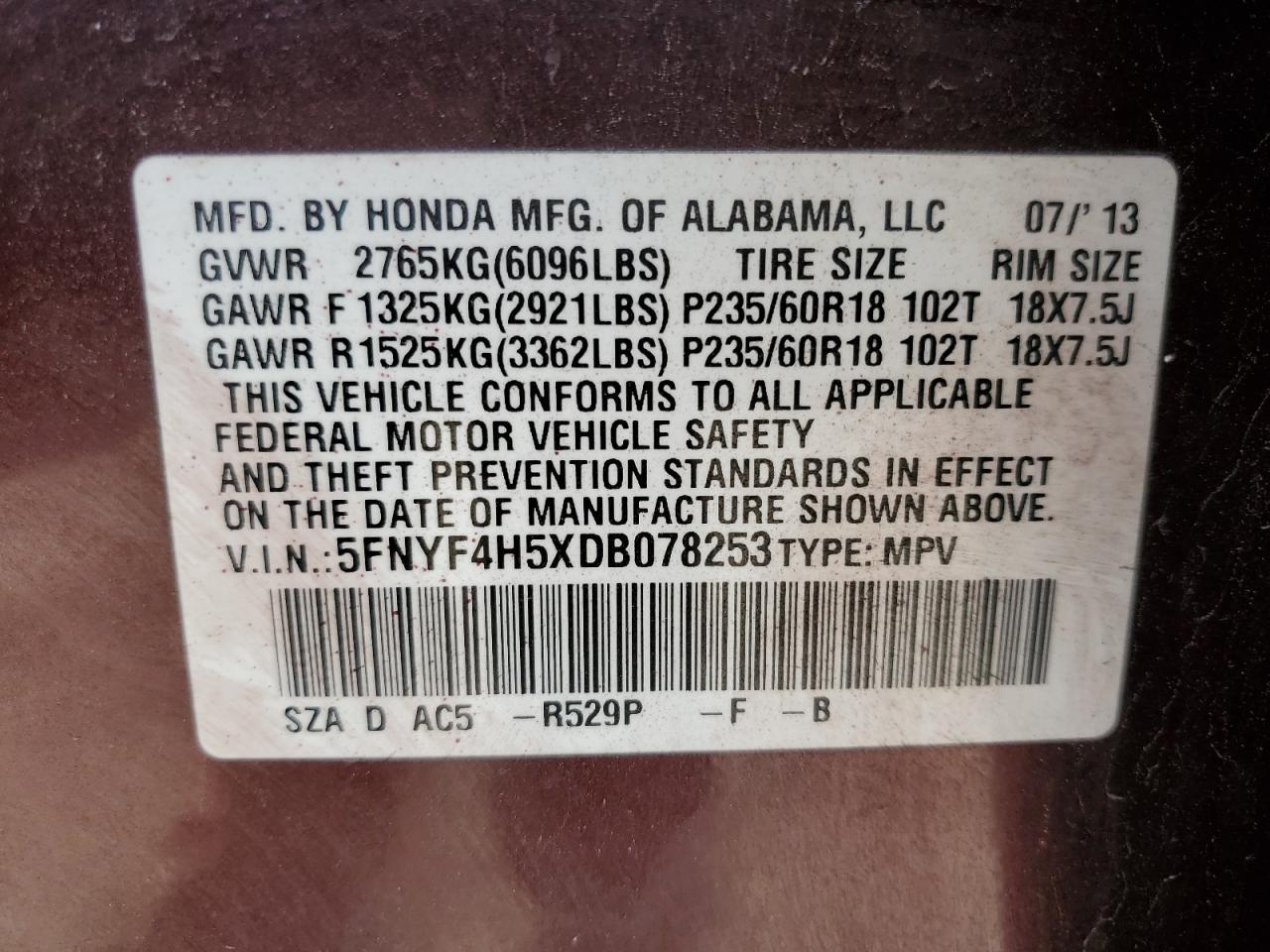 2013 HONDA PILOT